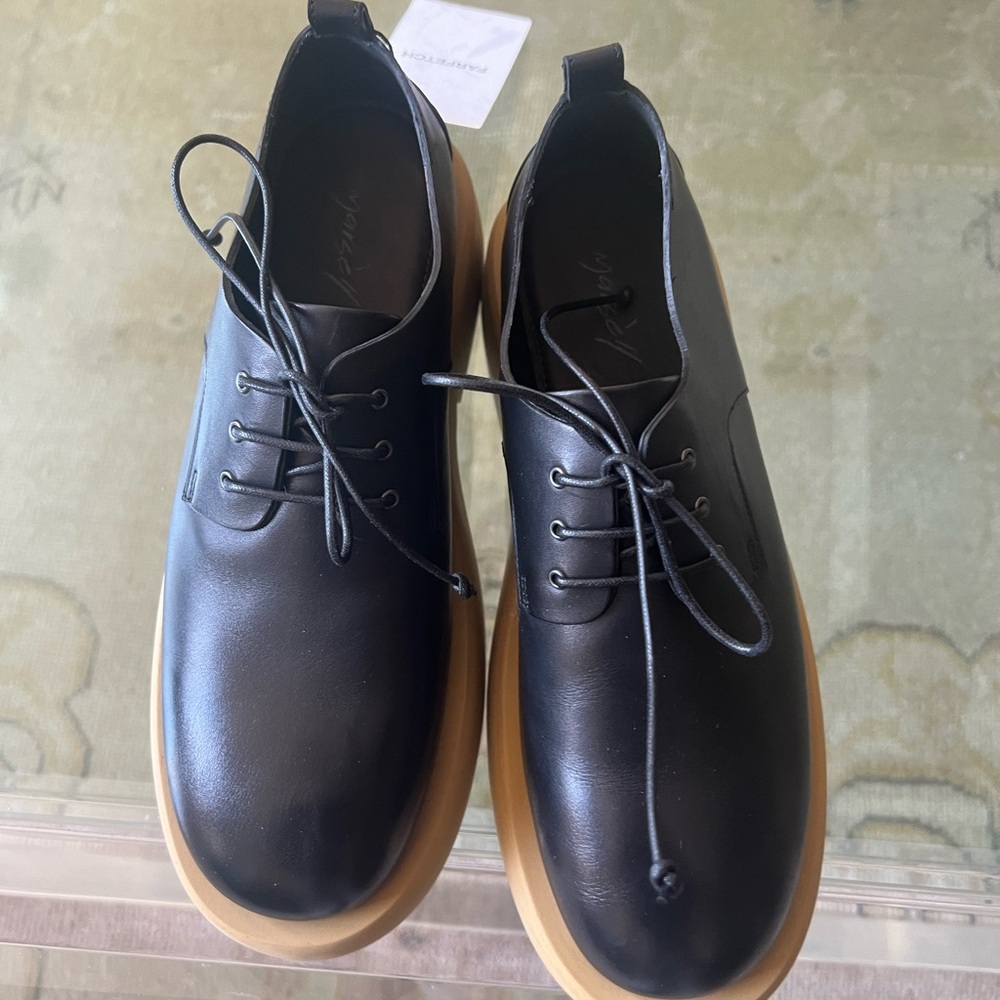 Marsell Derby shoes black with tan soles. Size 38 NWT - Picture 5 of 10